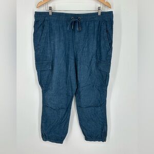 NEW POLO RALPH LAUREN Women's Blue Utility Cargo Tapered Pants $128 Z7